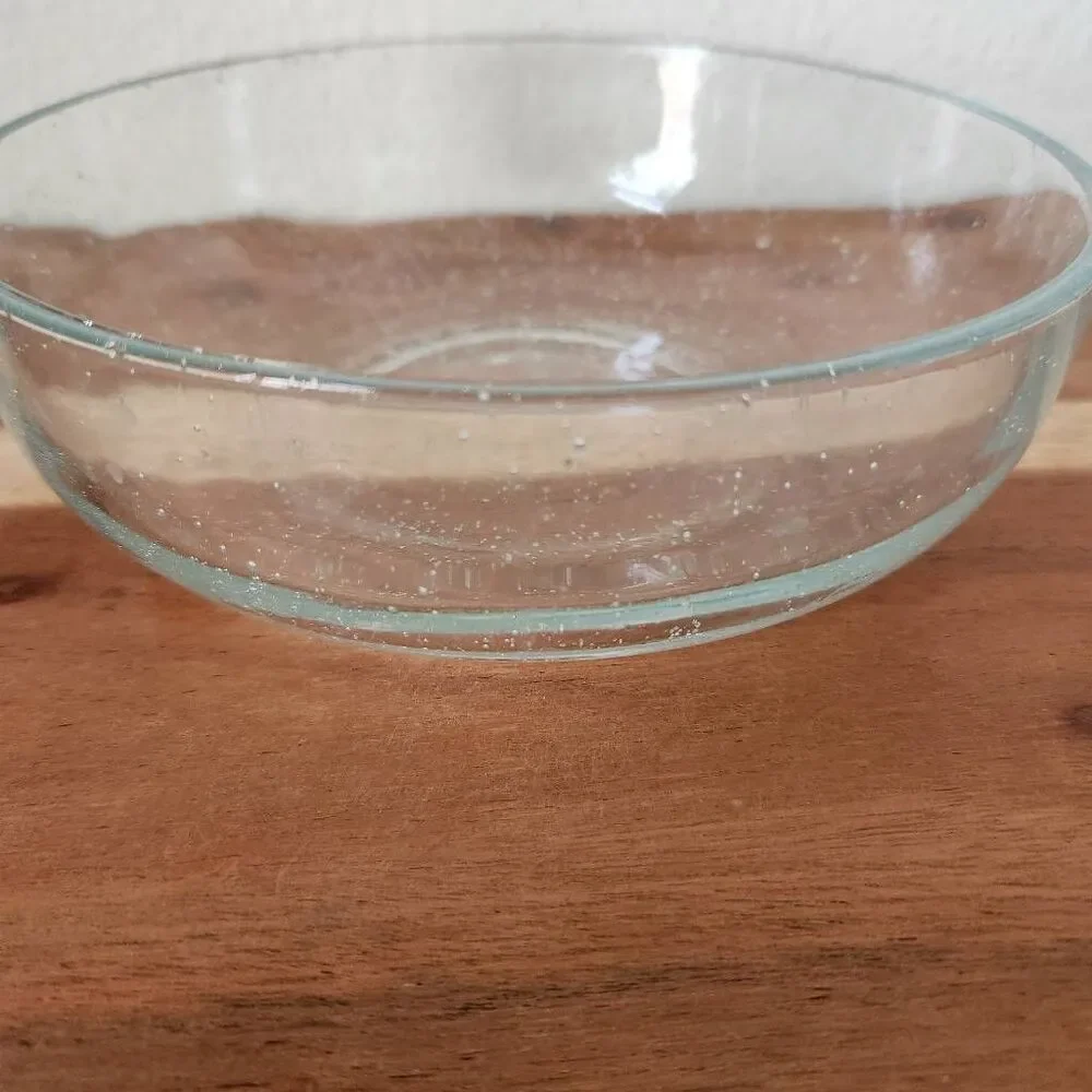 One single salad cereal bowl clear glass mini bubbles